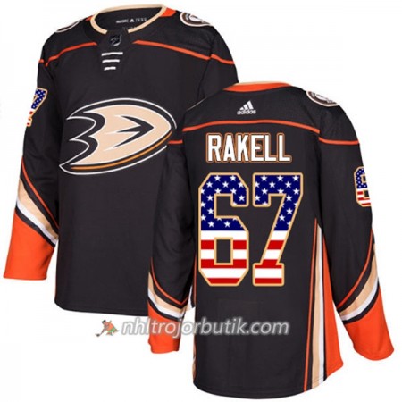Män Ishockey Anaheim Ducks Tröja Rickard Rakell 67 Adidas 2017-2018 Svart USA Flag Fashion Authentic